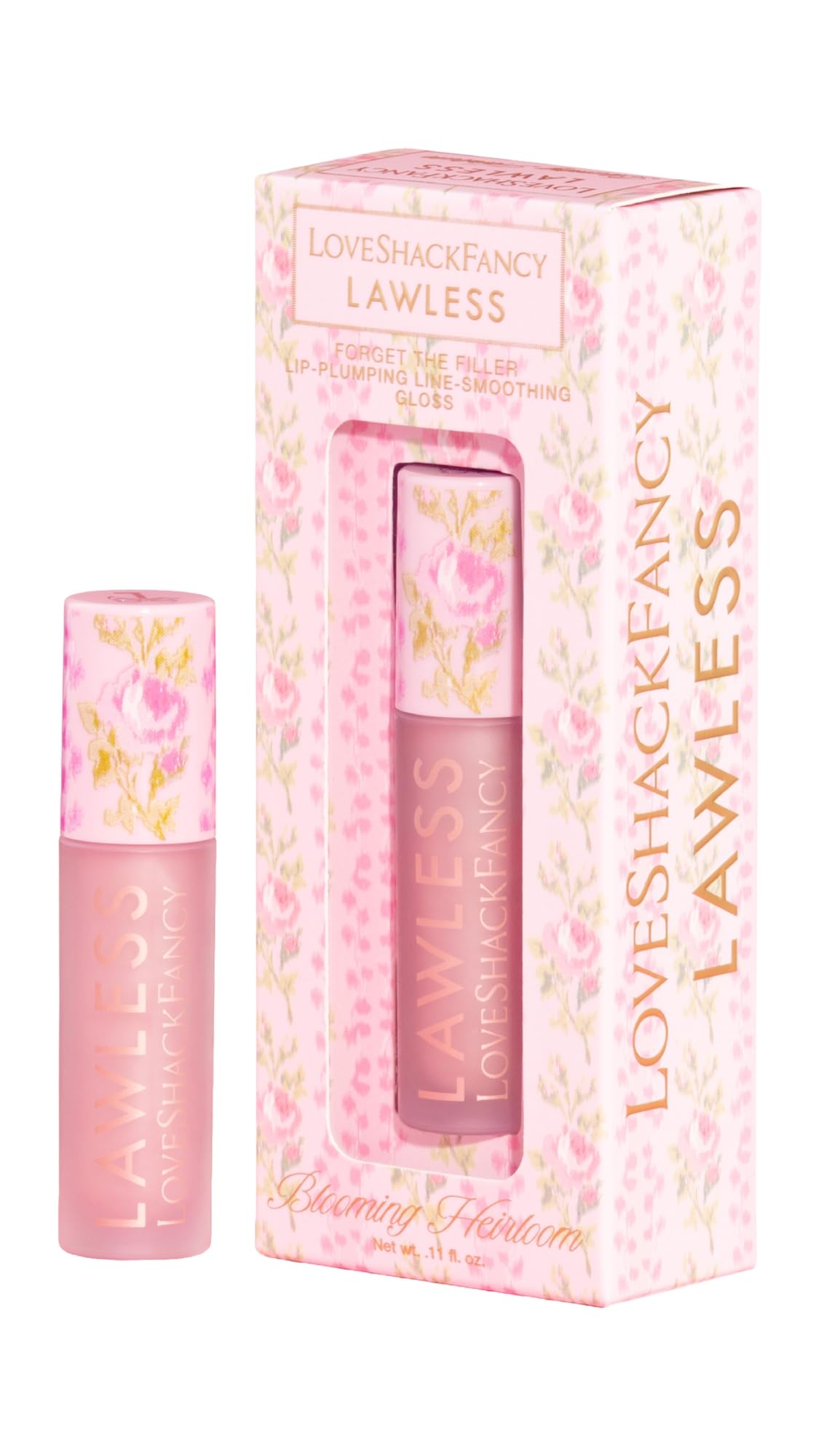 Lawless Women's x LoveShackFancy Forget The Filler Lip Plumping Gloss, Blooming Heirloom, Pink, 0.11 Ounce Lawless uk supplements