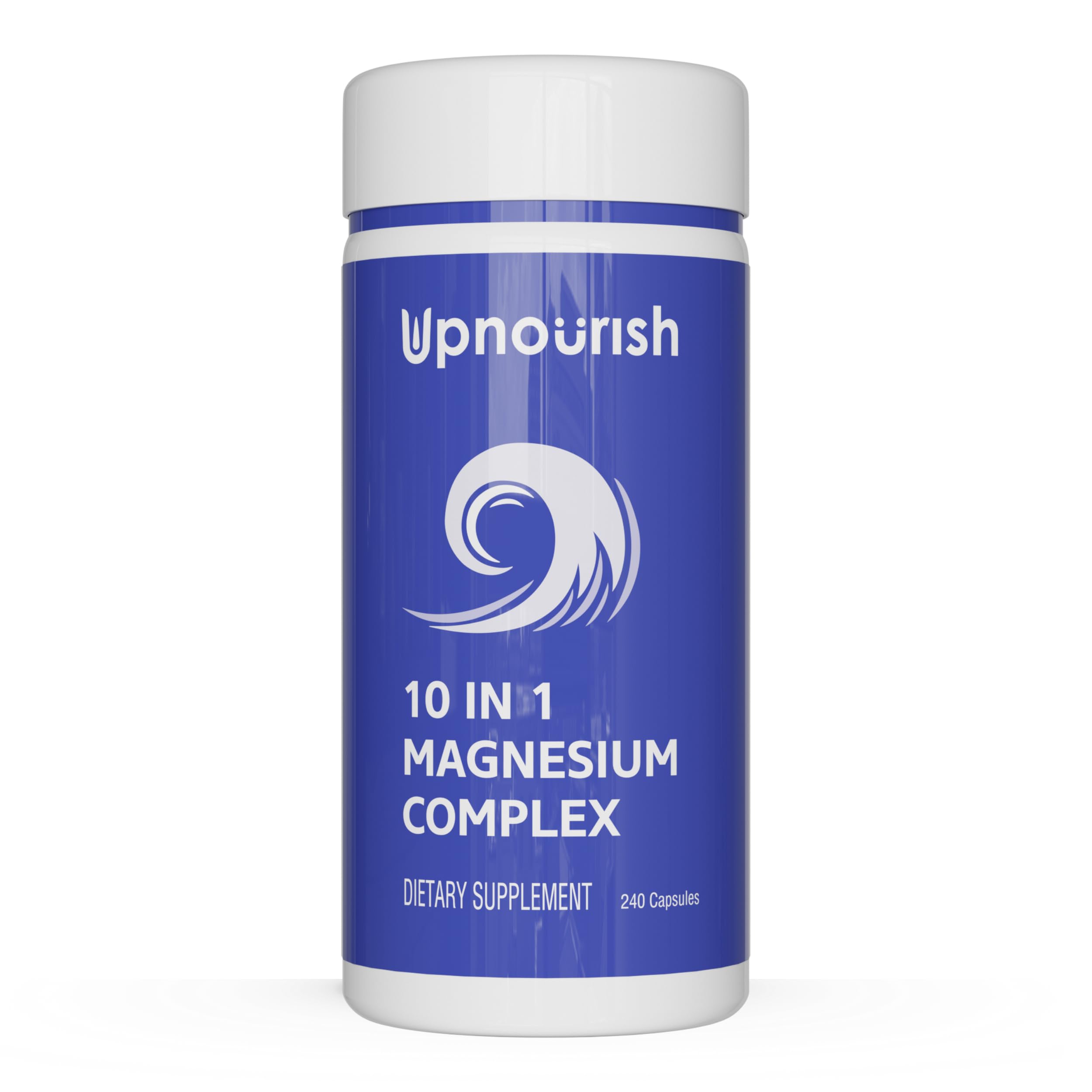 UpNourish Magnesium Supplement - 10 in 1 Magnesium Complex - Full Spectrum Magnesium Mineral Supplements with Glycinate, Citrate, Taurate, Malate, Carbonate, Oxide and More, 240 Vegan Capsules UpNourish uk supplements