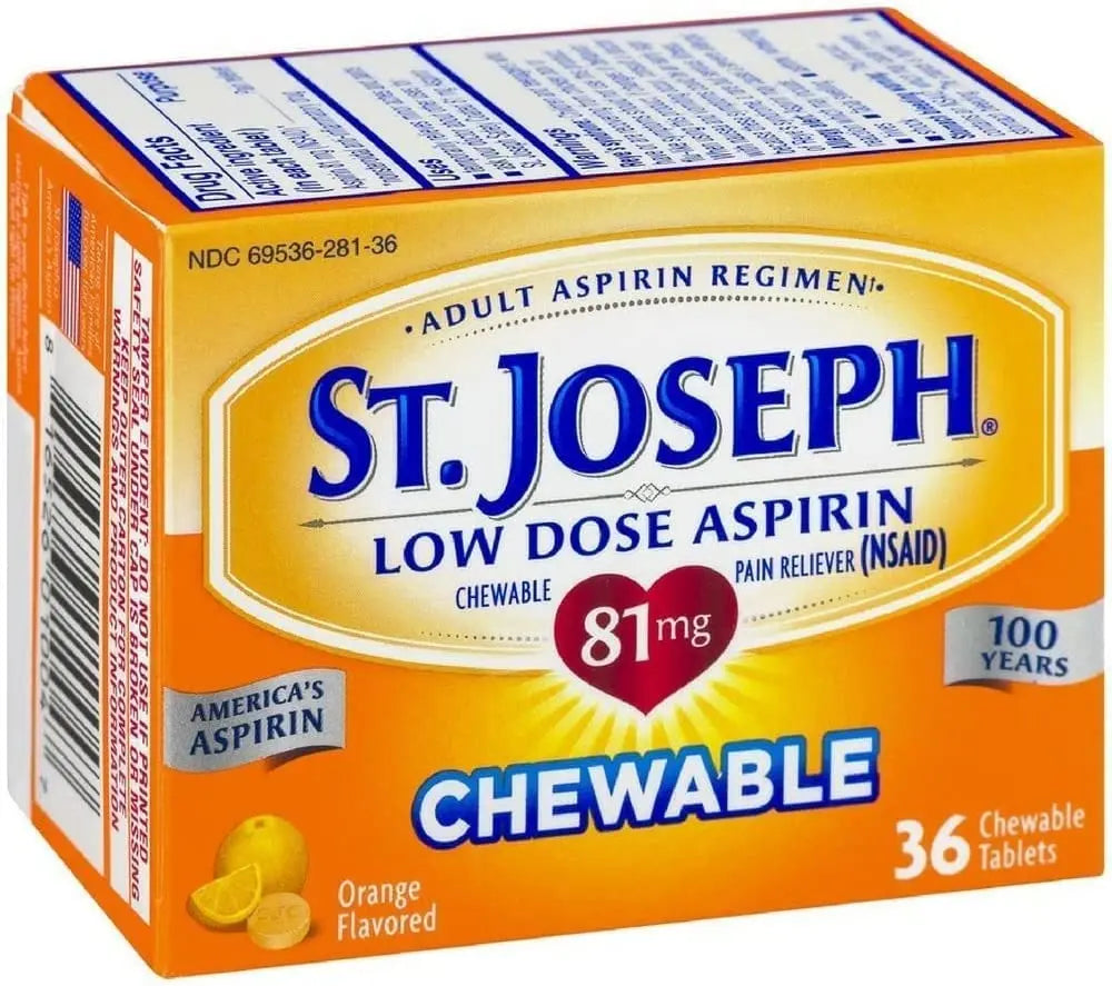 St. Joseph Orange Chewable 81mg Aspirin, 36 Tablets (Pack of 3) St. Joseph uk supplements