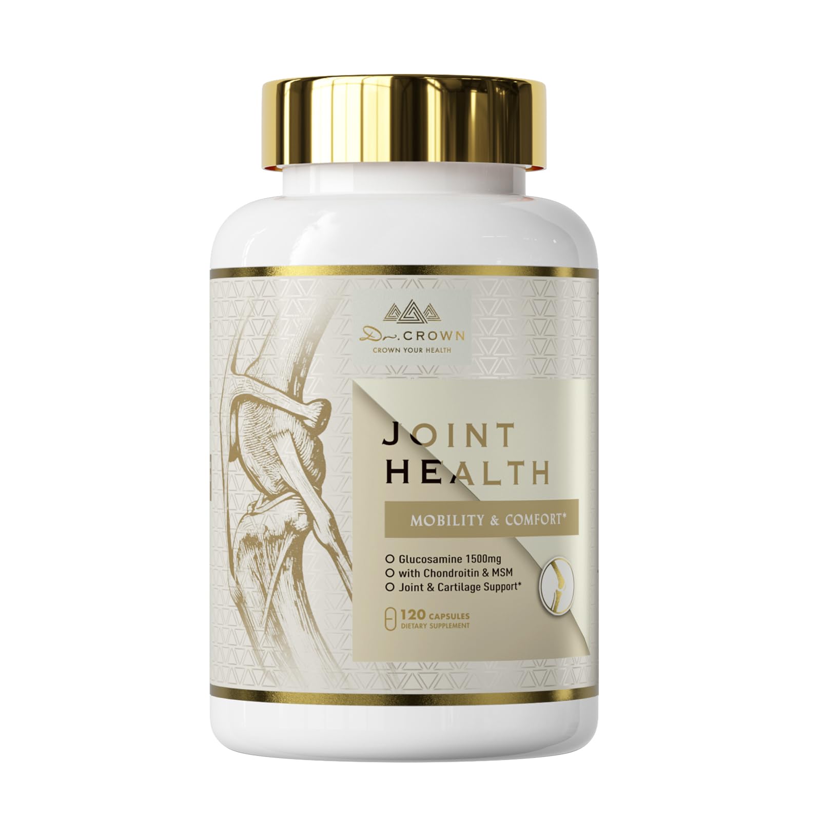 DR. CROWN Joints Health Suppplement, Glucosamine Chondroitin MSM - Joint Support Supplement for Women and Men with Turmeric, MSM &Boswellia, for Cartilage, Joint Health and Flexibility - 120 Capsules DR. CROWN uk supplements