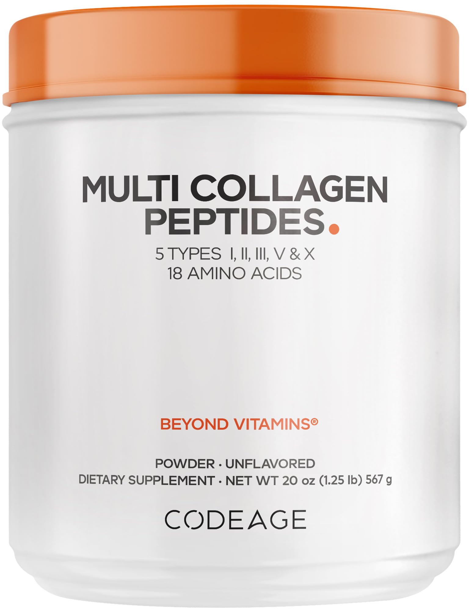 Codeage Multi Collagen Protein Powder Peptides, Hydrolyzed Collagen for Women & Men, Collagen Supplements, Grass Fed Bone Broth, 2-Month Supply, Unflavored, Type 1, 2, 3, 5 & 10, Non-GMO - 20 OZ Codeage uk supplements