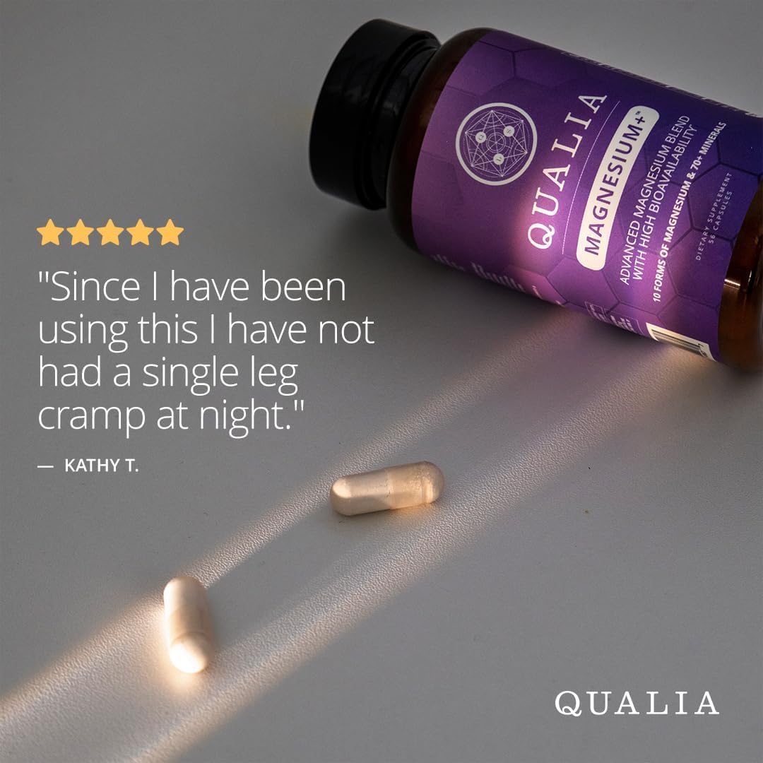 Qualia Magnesium Supplement | 10 Bioavailable Forms, Including Magnesium Glycinate, with 70+ Supporting Minerals, +7 Amino Acids | Doctor-Formulated to Support Sleep, Stress Relief, Heart, Relaxation QUALIA LIFE SCIENCES uk supplements