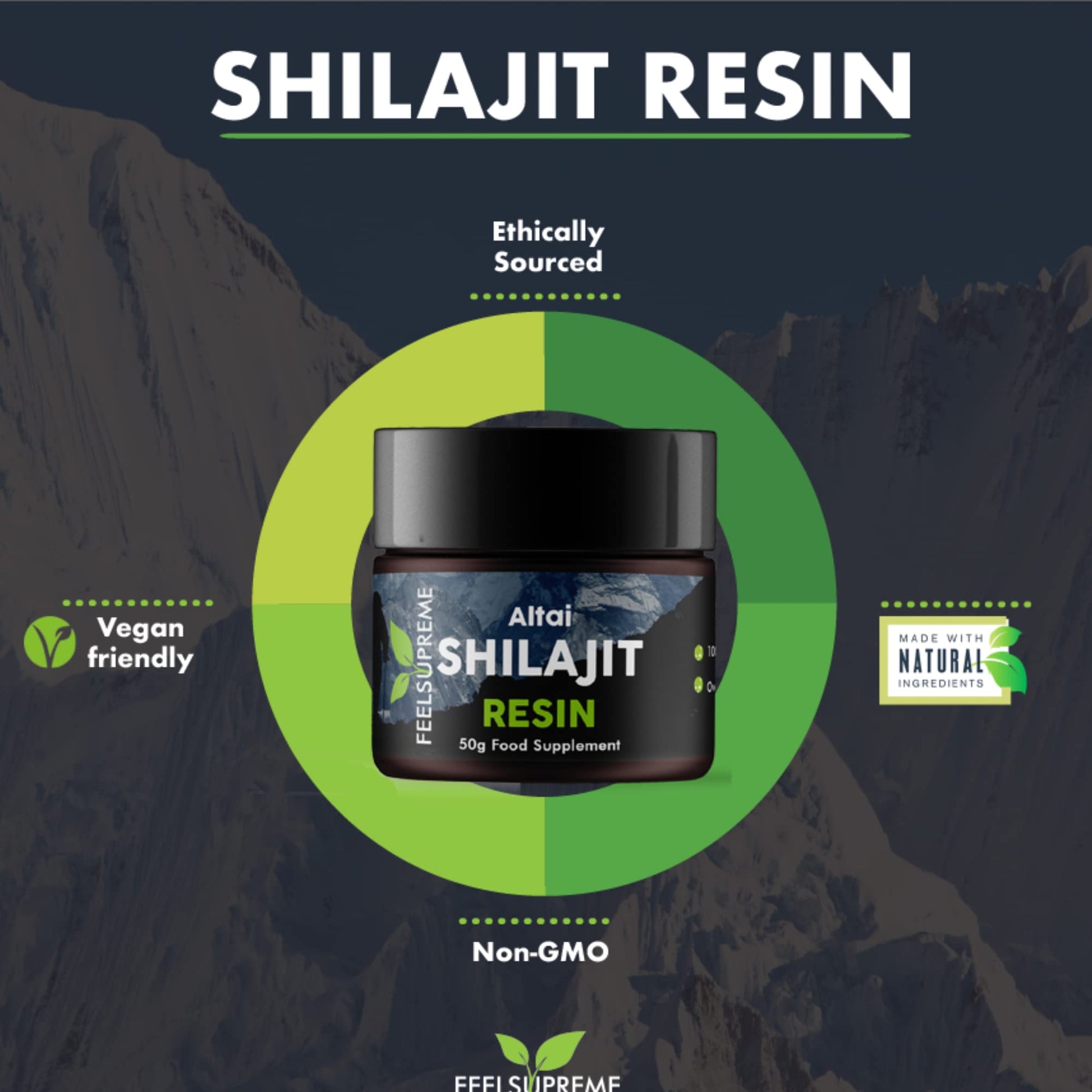 Natural Black Altai Shilajit Resin Large (50g) Pot | 100% Pure Additive Free | 80 Trace Feel Supreme uk supplements