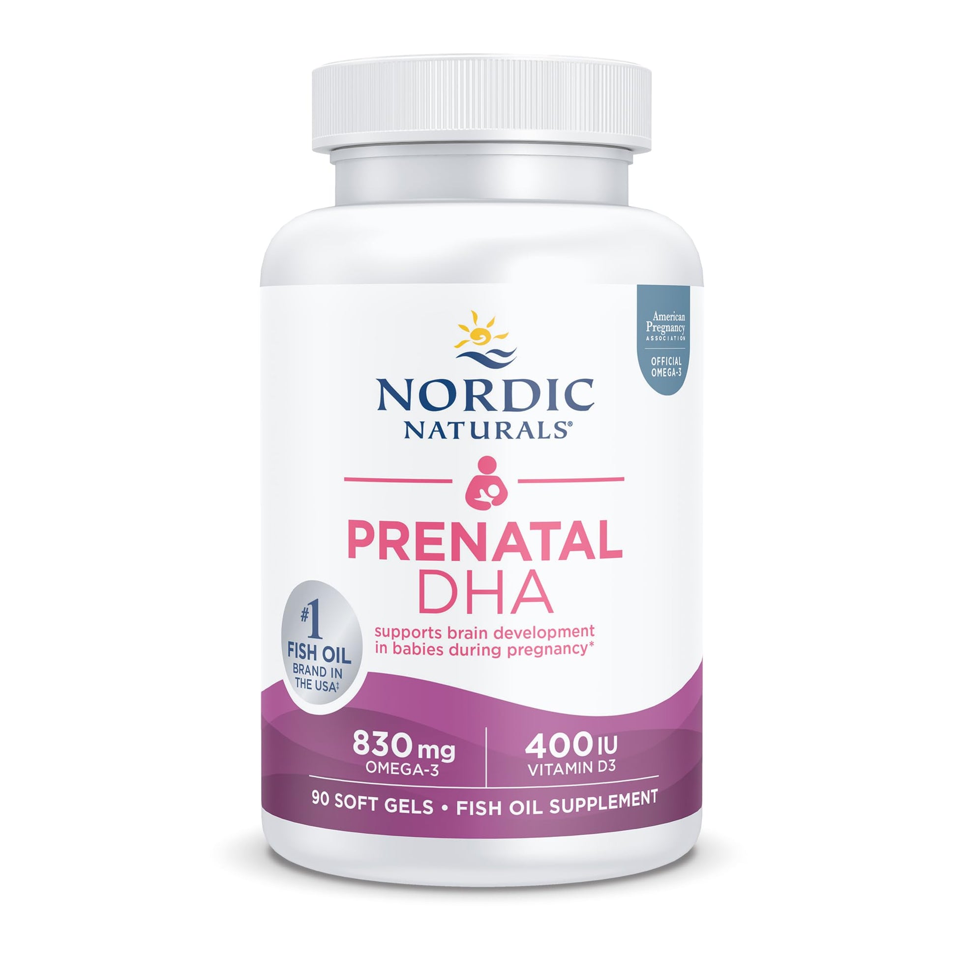 Nordic Naturals Prenatal DHA, Unflavored - 830 mg Omega-3 + 400 IU Vitamin D3 - 90 Soft Gels - Supports Brain Development in Babies During Pregnancy & Lactation - Non-GMO - 45 Servings Nordic Naturals uk supplements