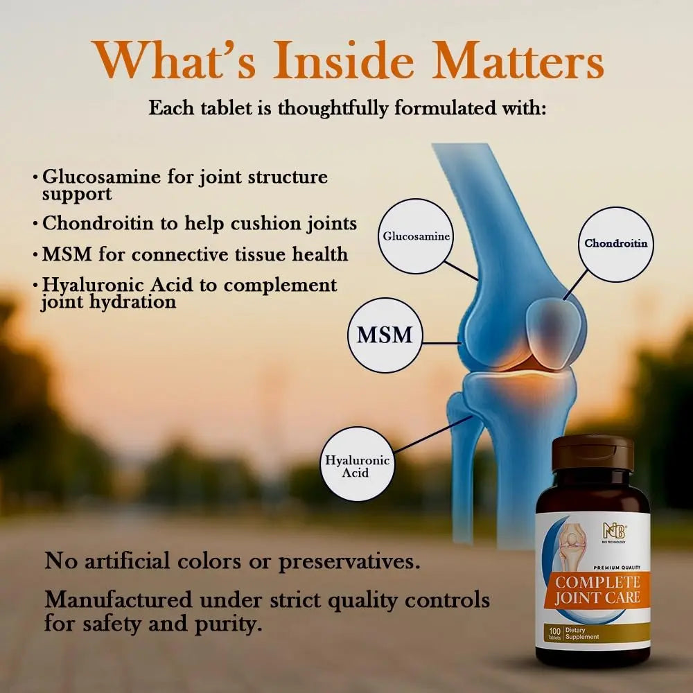 Glucosamine Chondroitin MSM Complete Joint Care Supplement | Glucosamine HCl, Chondroitin, MSM, Boswellia & Ginger | Supports Joint Mobility & Flexibility | 100 Tablets NCB NCB TECHNOLOGY uk supplements