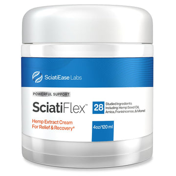 SciatiFlex Topical Sciatic Cream - Maximum Strength Hemp Cream with Arnica Extract, Shea Butter & Aloe Vera - Help with Nerve Discomfort in Lower Back, Hips, Buttocks, Legs & Feet - 4oz SciatiEase uk supplements