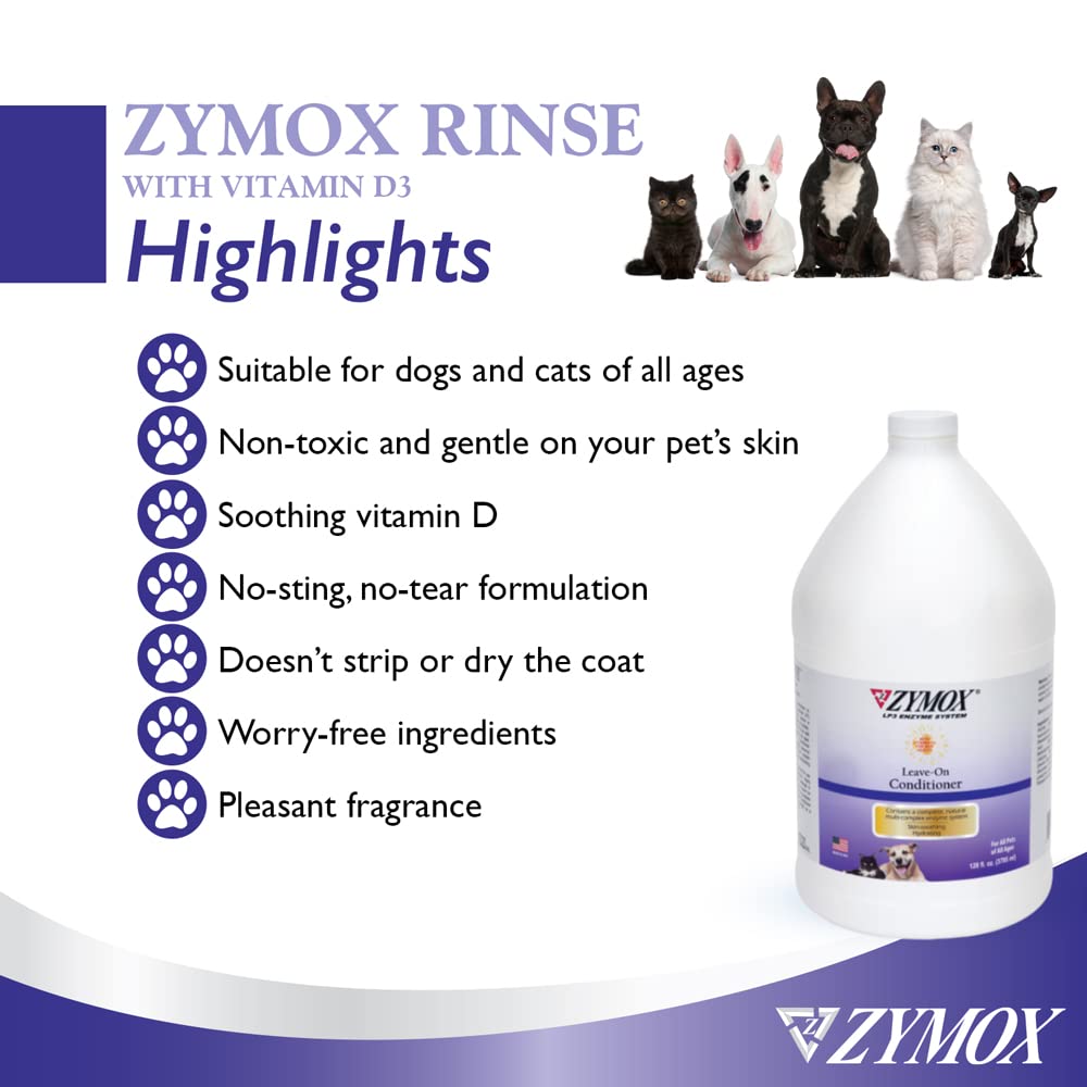ZYMOX Leave-in Conditioner with Vitamin D3 for Cats & Dogs, 1gal Zymox uk supplements