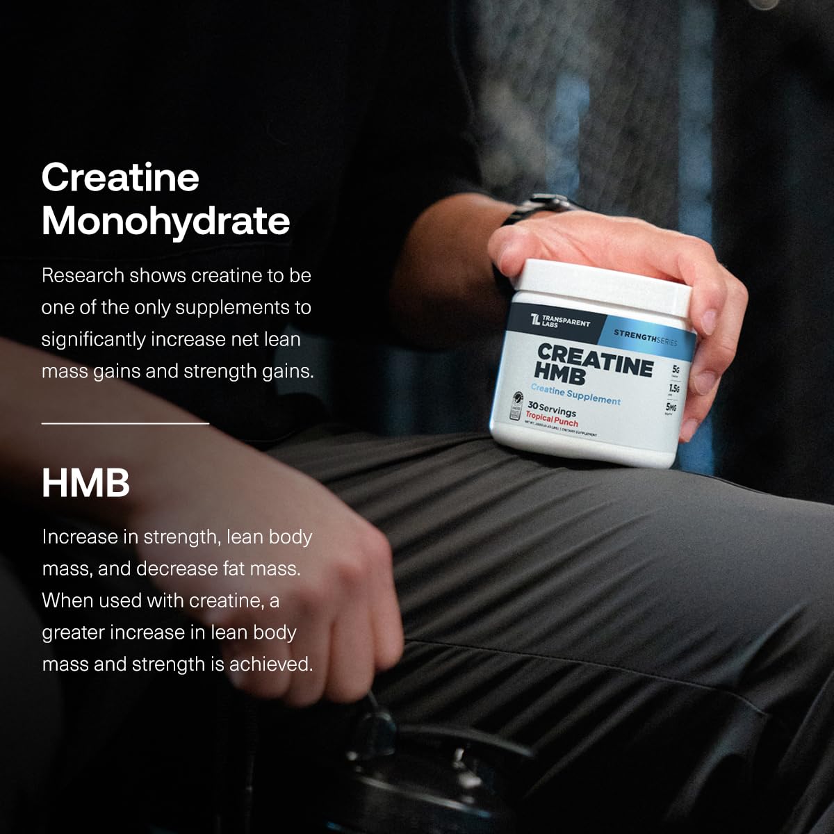 Transparent Labs Creatine HMB - Creatine Monohydrate Powder with HMB for Muscle Growth, Increased Strength, Enhanced Energy Output, and Improved Athletic Performance - 30 Servings, Unflavored Transparent Labs uk supplements