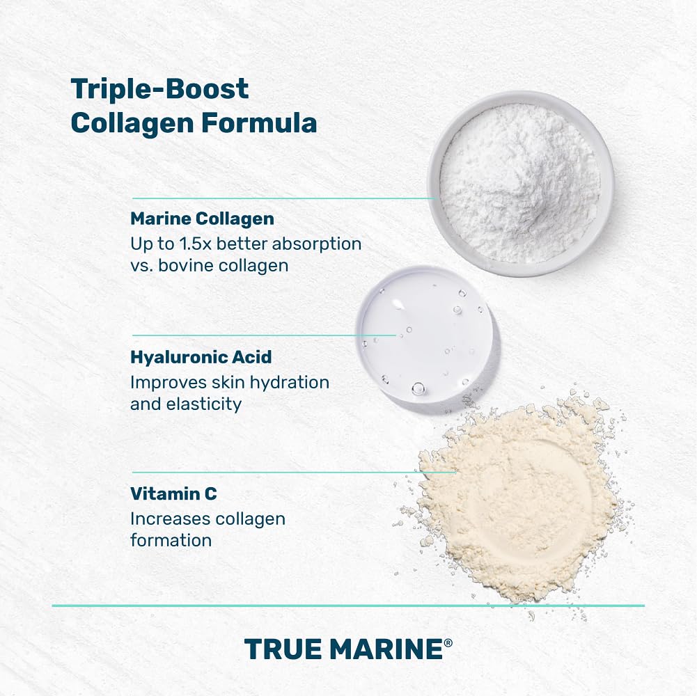 TRUE MARINE Collagen Capsules - 2,400mg of Marine Collagen with Hyaluronic Acid & Vitamin C - Skin, Hair, Nails & Joint Support TRUE MARINE uk supplements