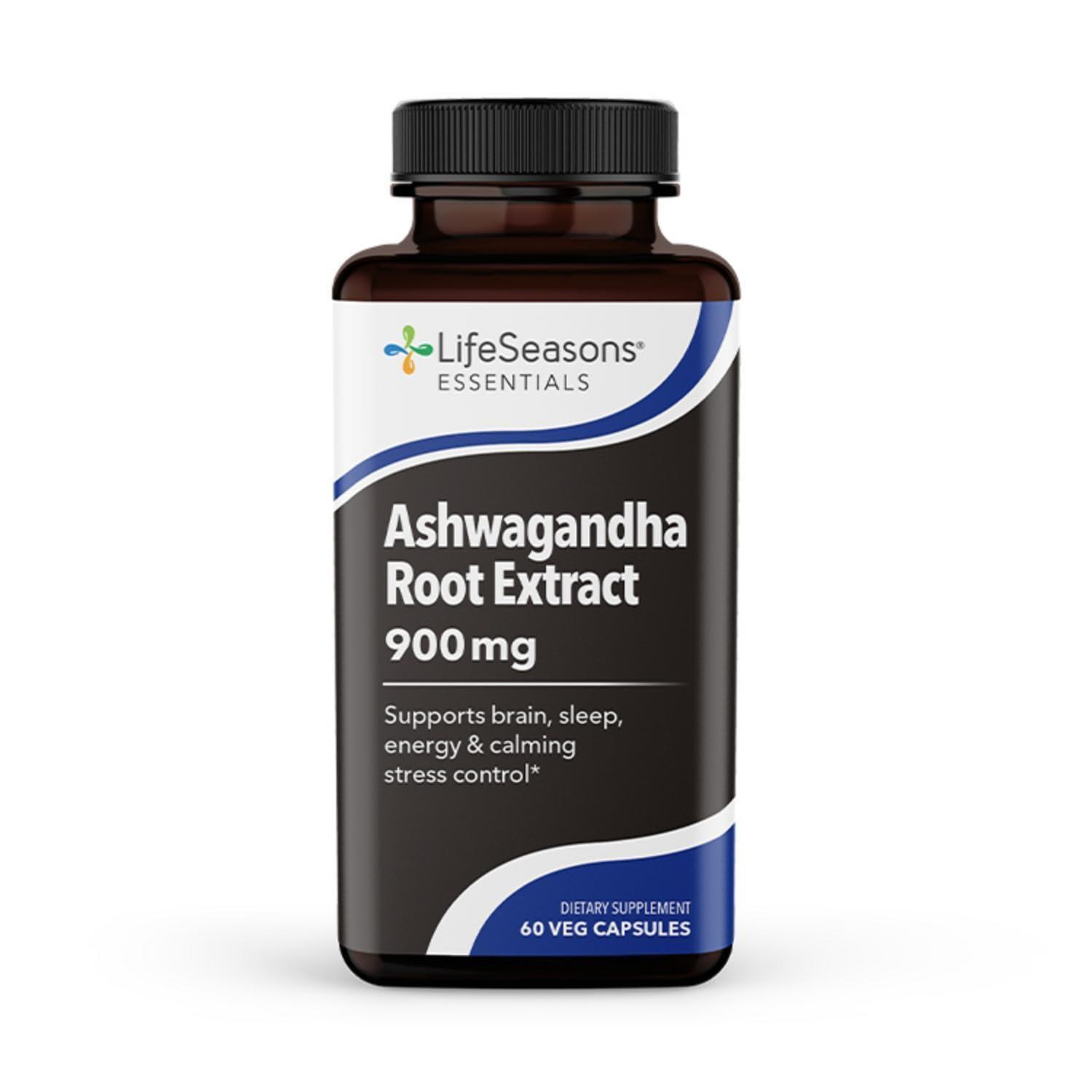 LifeSeasons Essentials Ashwagandha - Stress & Sleep Support Supplement - Calm & Focused Mind - Improves Athletic Performance & Brain Function - 900mg per 2 Capsules - 60 Capsules LifeSeasons uk supplements