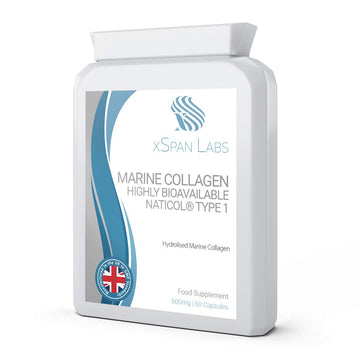Marine Collagen 600mg 60 Capsules - Highly Bioavailable Naticol® Type 1 Xspan Labs uk supplements