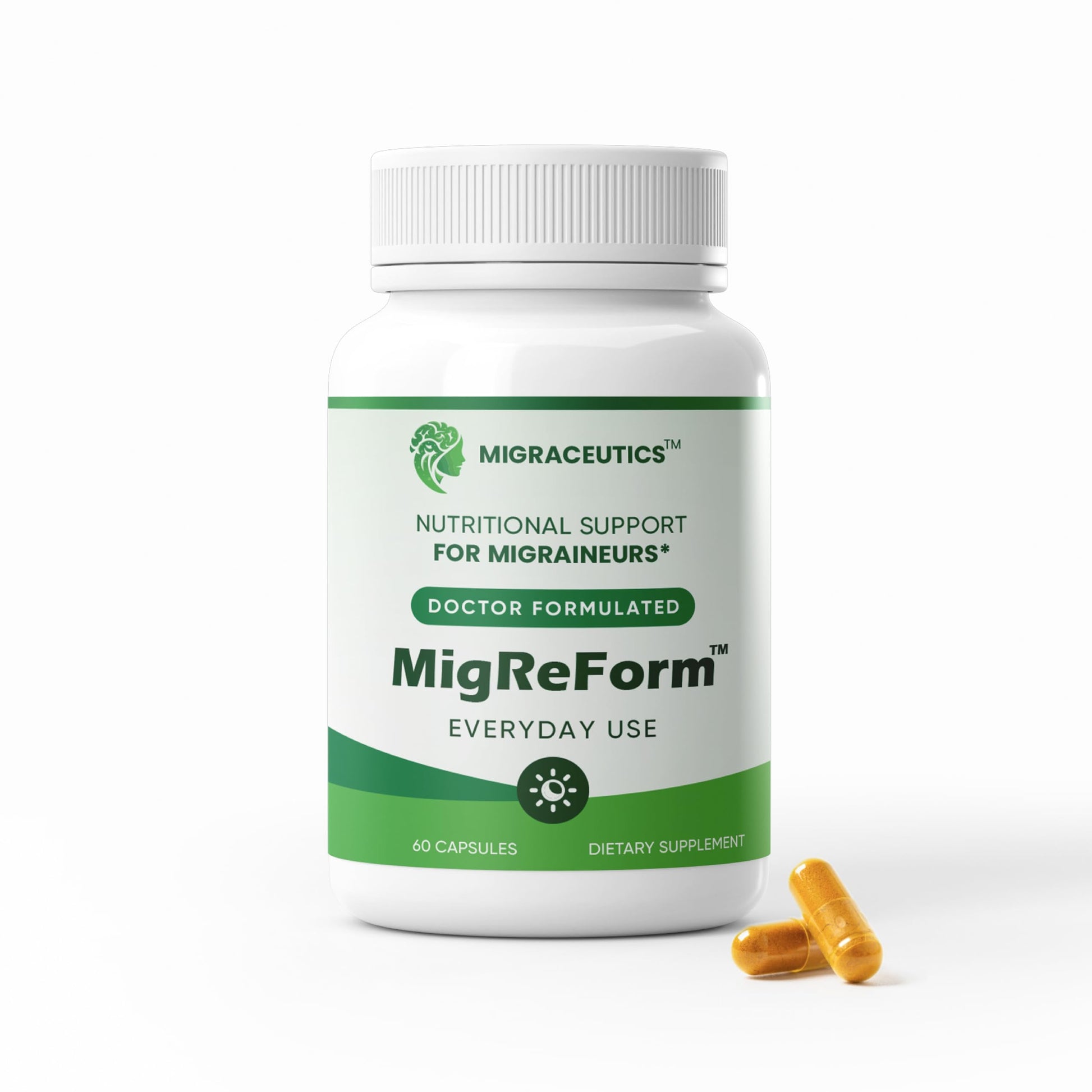 MigReForm – Doctor Formulated Nutritional Supplement and Migraine Wellness Support - Natural Migraine Health Formula with Magnesium, Vitamin B2 & CoQ10-60 Capsules for Women & Men Migraceutics uk supplements