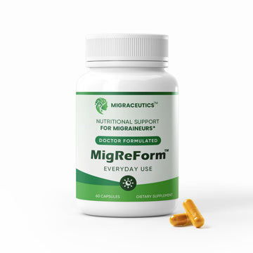 MigReForm – Doctor Formulated Nutritional Supplement and Migraine Wellness Support - Natural Migraine Health Formula with Magnesium, Vitamin B2 & CoQ10-60 Capsules for Women & Men Migraceutics uk supplements
