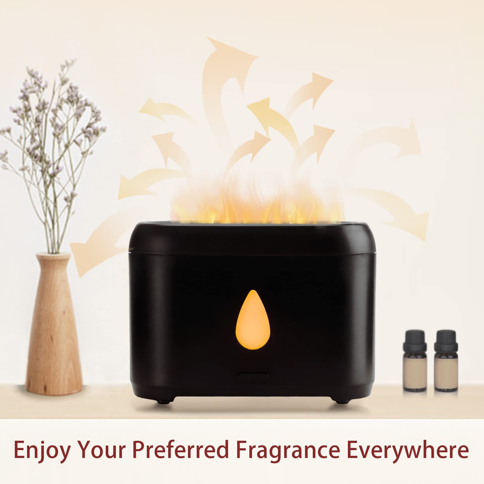 200ml Compact Small Flame Diffuser for Essential Oil (Black) Phimuezl uk supplements