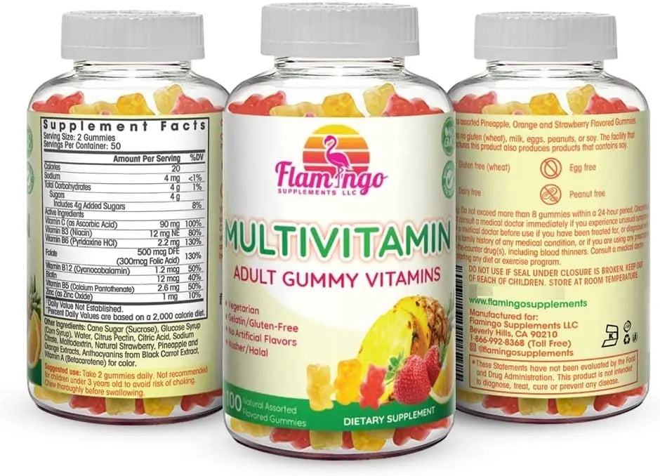 Flamingo Supplements Multivitamin Gummies | Vegan Friendly, Kosher Halal NO Gluten or Gelatin, no GMO| for Men, Women & Kids| Flamingo Supplements uk supplements