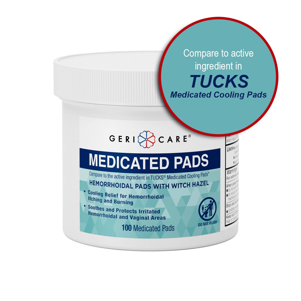 GeriCare Medicated Cooling Pads with Witch Hazel. for Soothing Itch, Discomfort, and Burning, Pre-Moistened Pads Ideal for Sensitive Areas, 100 Count (Pack of 1) GeriCare uk supplements