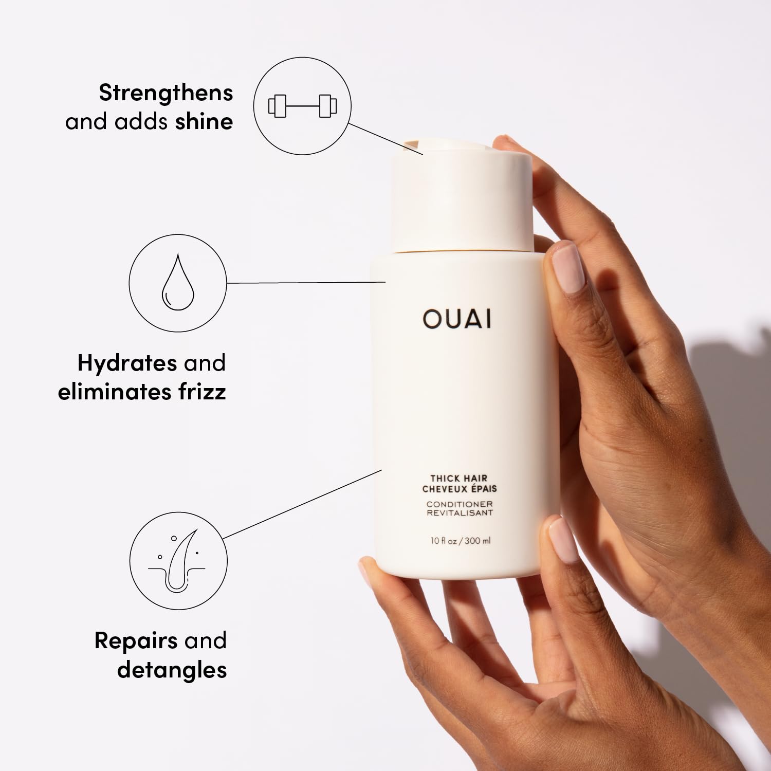 OUAI Thick Hair Shampoo and Conditioner Set - Sulfate Free Shampoo and Conditioner for Thick Hair Care - Moisturizes, Strengthens & Fights Frizz - Made with Keratin & Shea Butter (10 Fl Oz) OUAI uk supplements