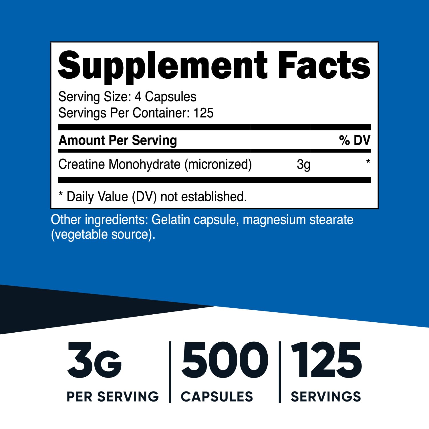 Nutricost Micronized Creatine Monohydrate 3,000mg 500 Capsules, 125 Servings Nutricost uk supplements