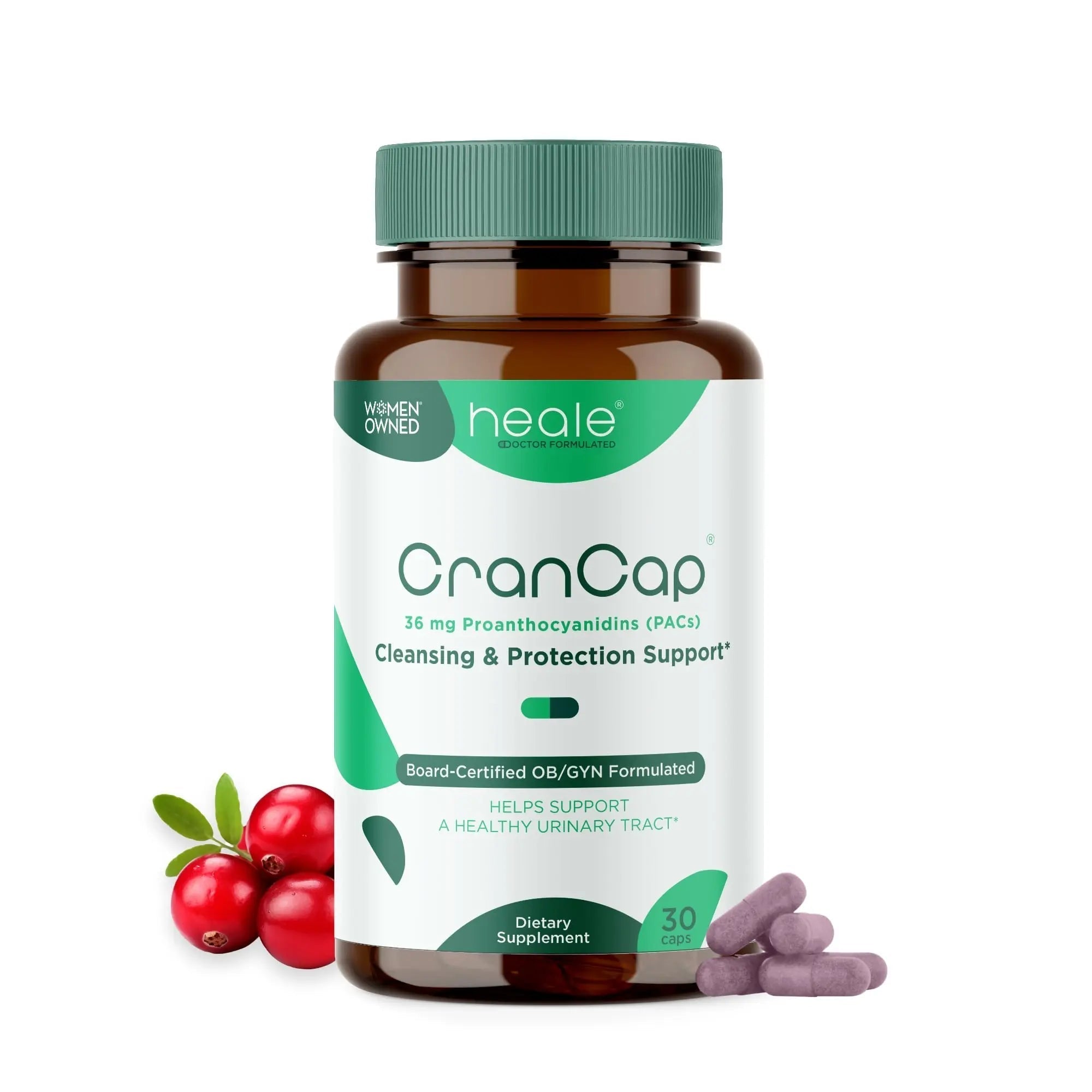 CranCap - Cranberry Pills - Urinary Tract Health Cranberry Supplement - 36mg of Potent PACs - Non GMO, Vegan, Gluten Free - by Heale - 30 Capsules CranCap uk supplements
