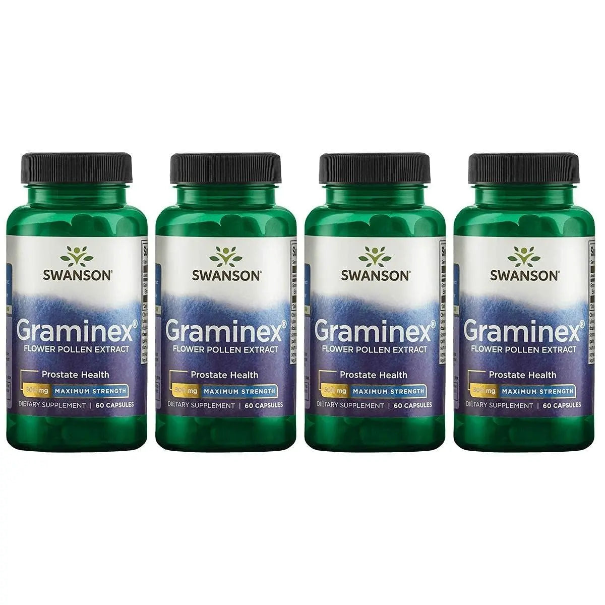 Swanson Maximum Strength Graminex Flower Pollen Extract - Supports Prostate Health, Urinary Tract Function, and Kidney Health - Mens Health Supplement - (60 Capsules, 500mg Each) (4 Pack) Swanson uk supplements