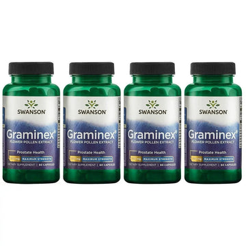 Swanson Maximum Strength Graminex Flower Pollen Extract - Supports Prostate Health, Urinary Tract Function, and Kidney Health - Mens Health Supplement - (60 Capsules, 500mg Each) (4 Pack) Swanson uk supplements