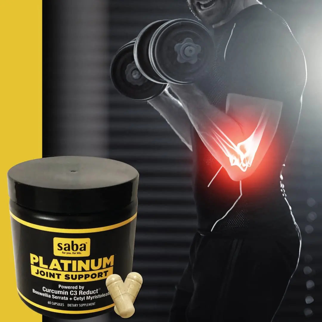 Saba Platinum Joint Support – High Absorption Curcumin C3 Reduct & Boswellia – Fast Acting Turmeric Supplement for Joint Pain Relief, Mobility & Healthy Inflammation Response – 60 Vegan Capsules Saba uk supplements
