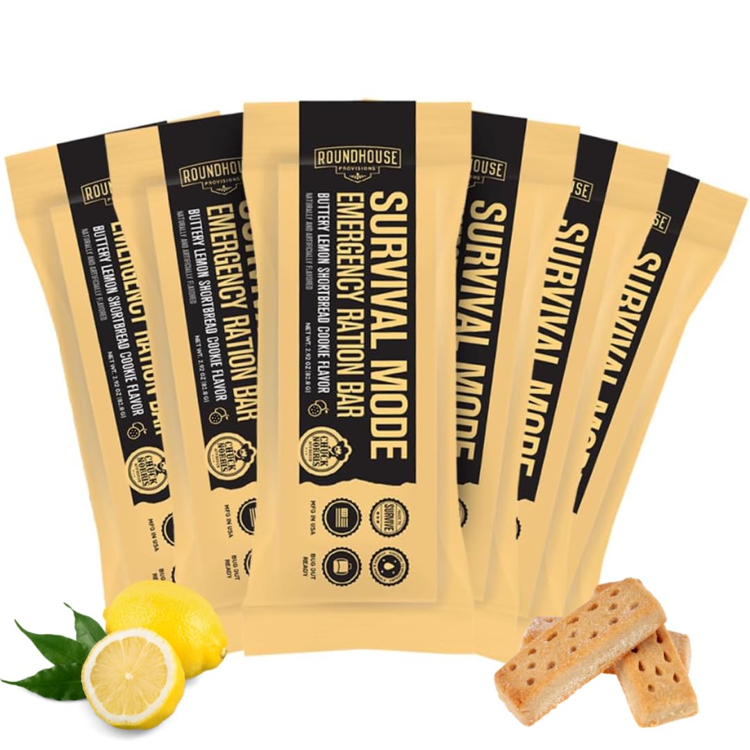 Roundhouse Provisions by Chuck Norris Emergency Food Bars - High Calorie Lemon Shortbread, 14 Vitamins & Minerals - Whole Grain Sorghum, 5-Year Shelf Life - Survival Rations for Crisis & Adventure ROUNDHOUSE PROVISION uk supplements