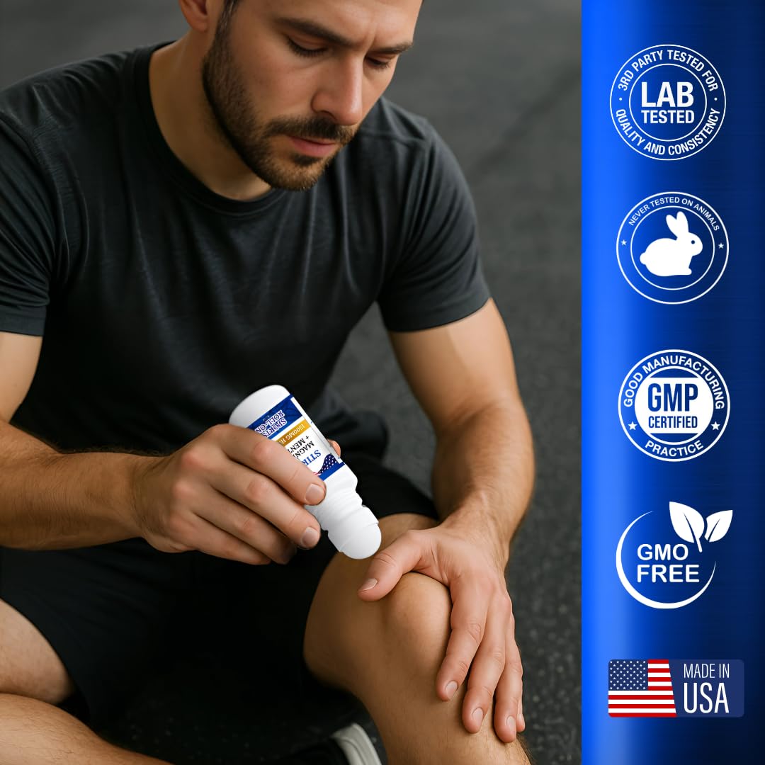 Stirling Menthol Roll On Lotion with Magnesium and 1500mg Pure Hemp - Non-GMO, THC-Free - Fast-Acting Relief for Sore Muscles and Joints, Reduces Swelling and Redness, Promotes Post-Workout Recovery STIRLING uk supplements