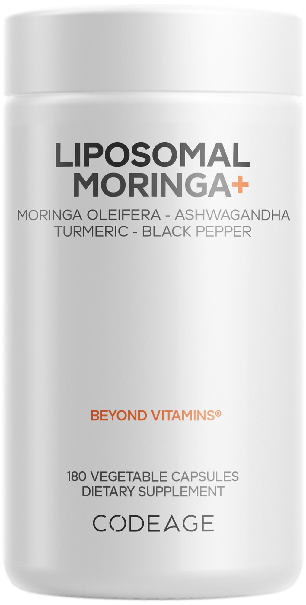 Codeage Liposomal Moringa+ Supplement, 400mg Moringa 50:1 Extract - Turmeric, Ashwagandha, Black Pepper, 3-Month Supply, Vegan Moringa Powder - 180 Capsules Codeage uk supplements