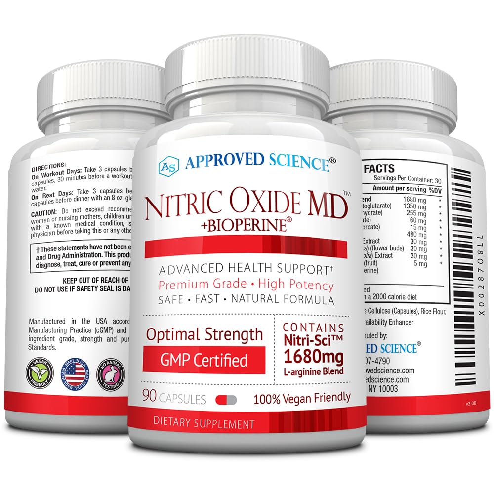Approved Science Nitric Oxide MD - Muscle Development, Lean Body Mass, Improve Oxygen Approved Science uk supplements