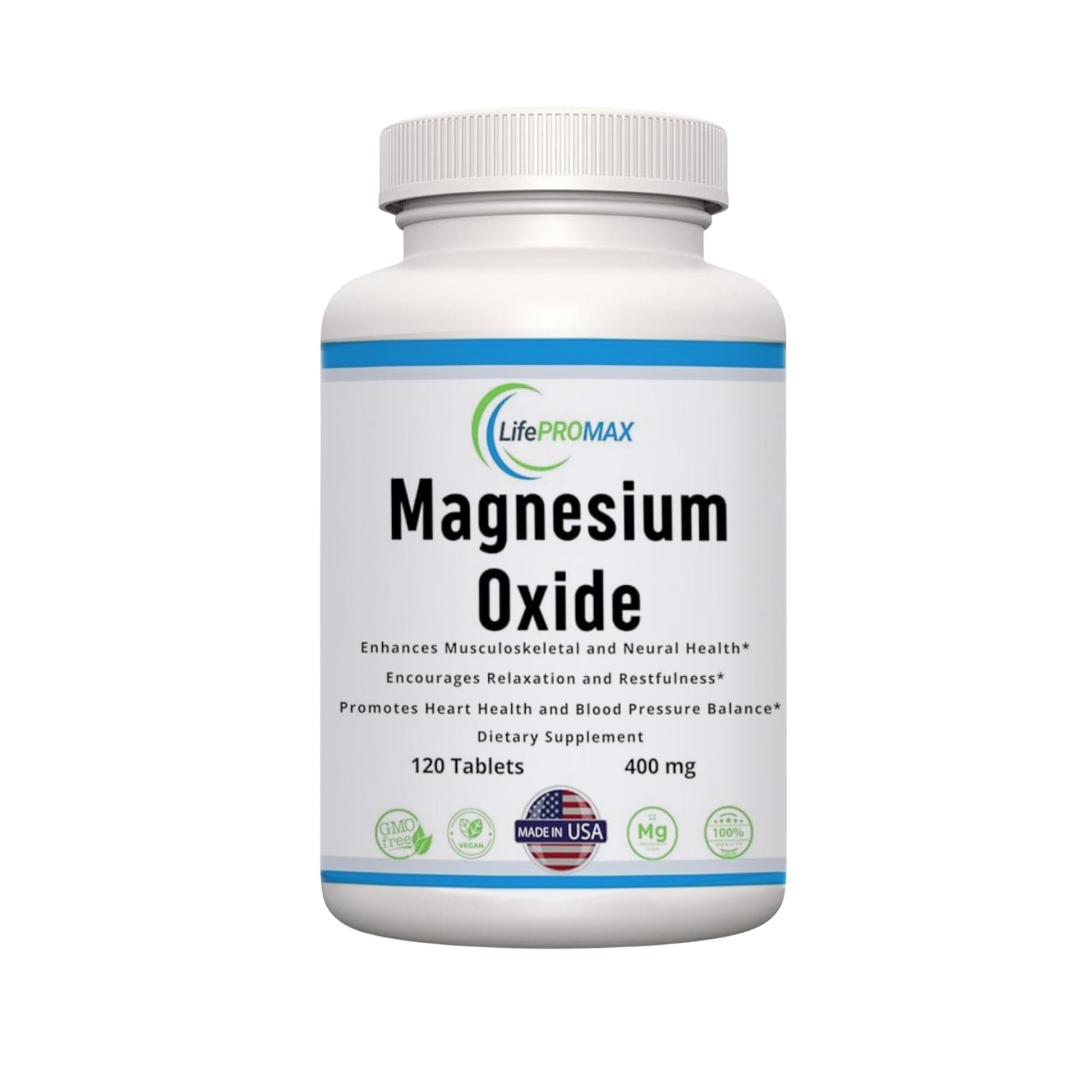 Magnesium 400mg [High Potency] Supplement – Magnesium Oxide for Immune Support, Muscle Recovery, Leg Cramps and Relaxation 120 Tablets LifePROMAX uk supplements