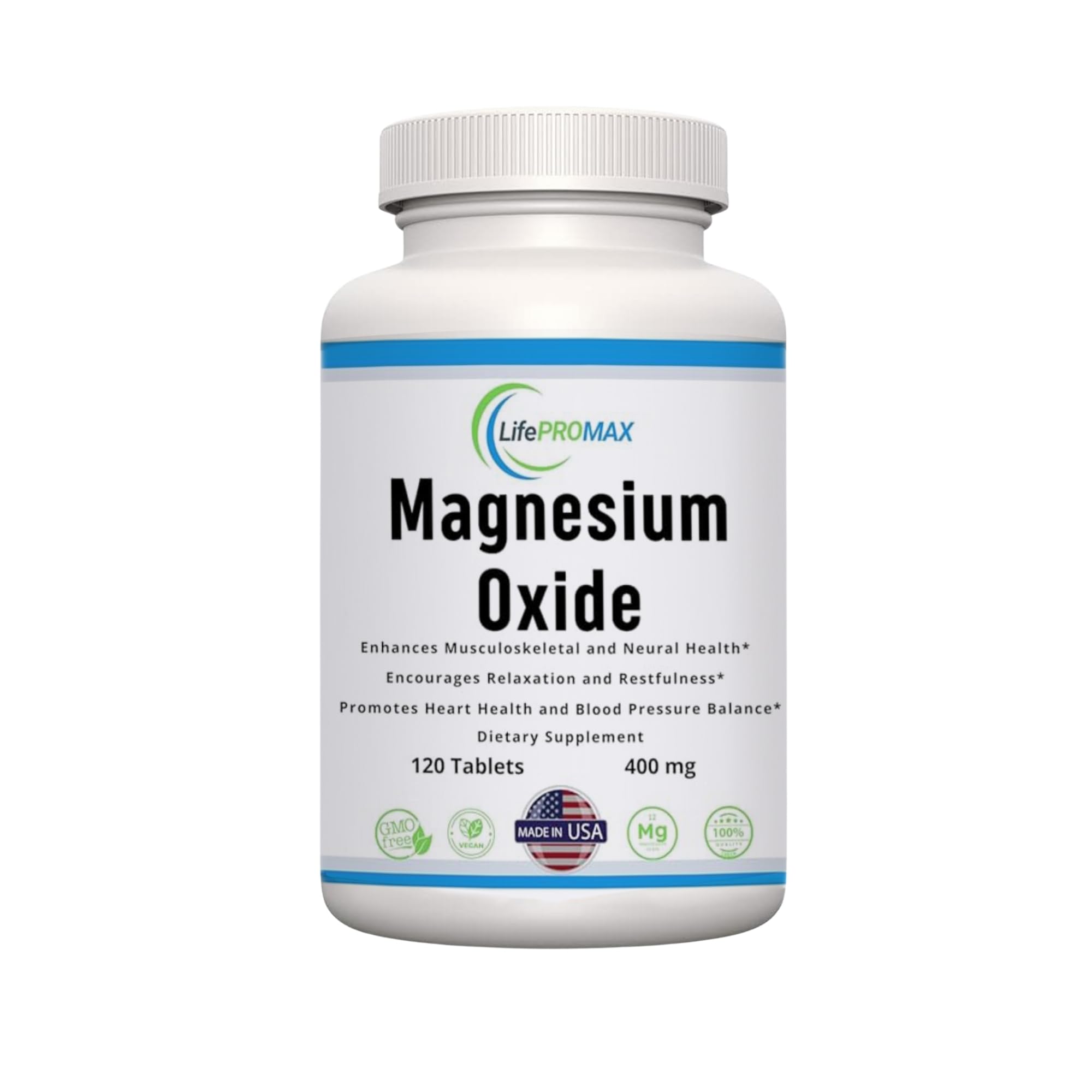 Magnesium 400mg [High Potency] Supplement – Magnesium Oxide for Immune Support, Muscle Recovery, Leg Cramps and Relaxation 120 Tablets LifePROMAX uk supplements
