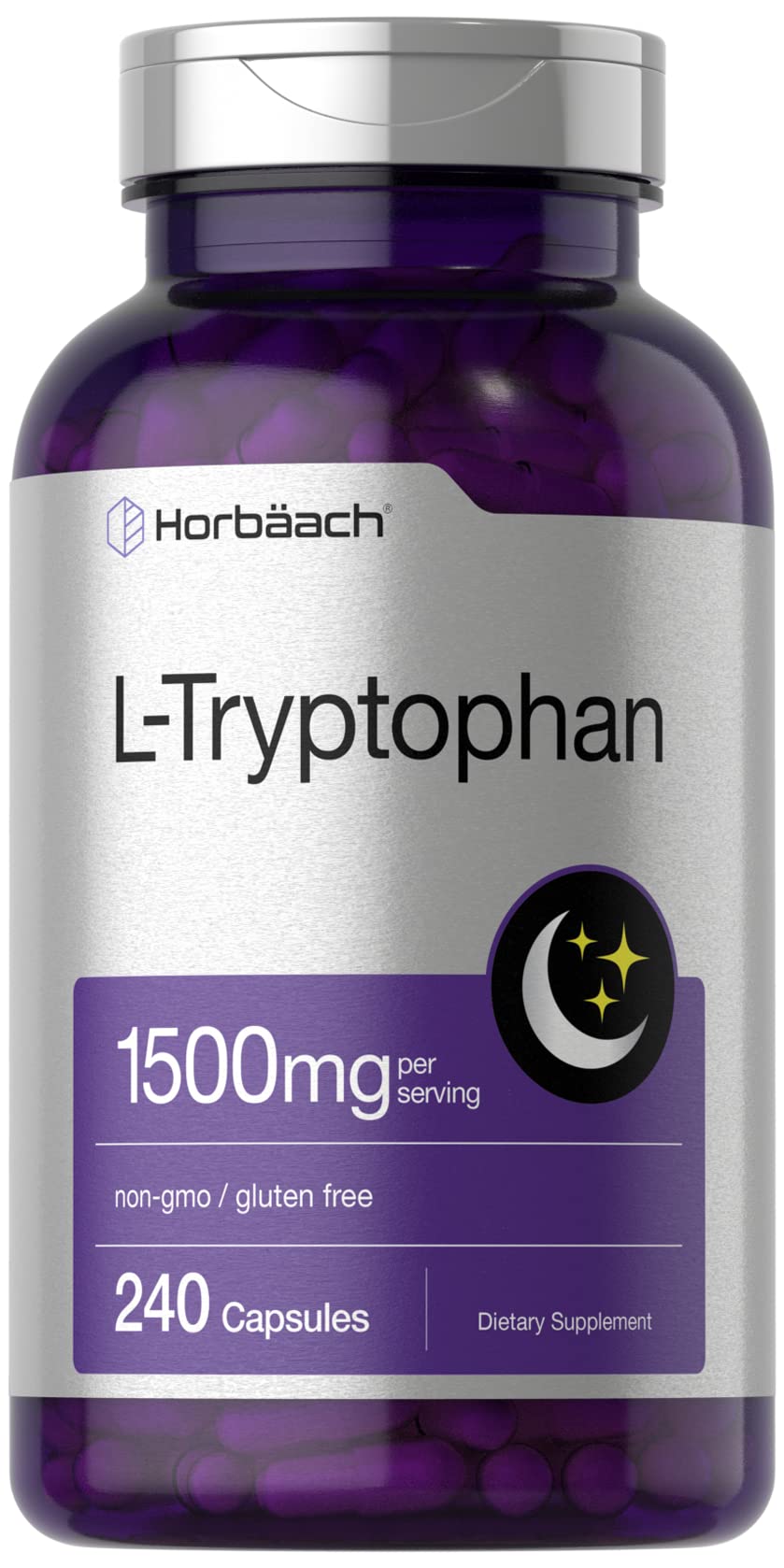 L Tryptophan 1500mg Capsules | 240 Count | Nighttime Formula | Non-GMO, Gluten Free Horbäach uk supplements