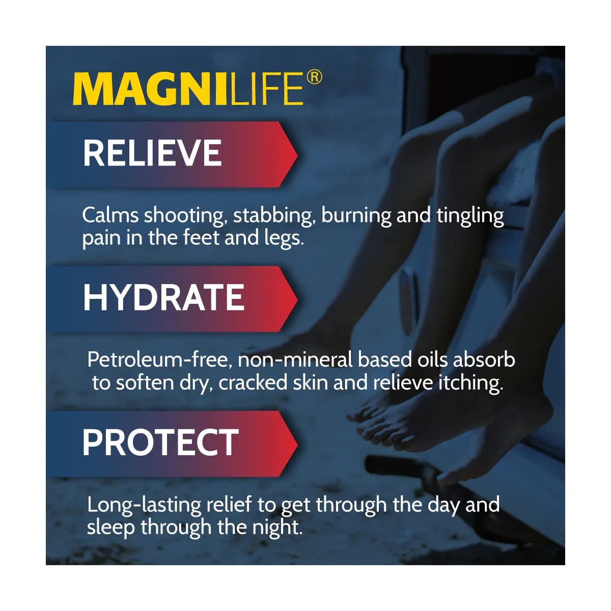 MagniLife Pain Relieving Foot Cream, 8 oz Tube, Soothing Relief for Soreness, Pain, Burning, Tingling, Itching or Sensitivity in Feet & Legs, Moisturizing & Hydrating Foot Cream, No Petroleum MagniLife uk supplements