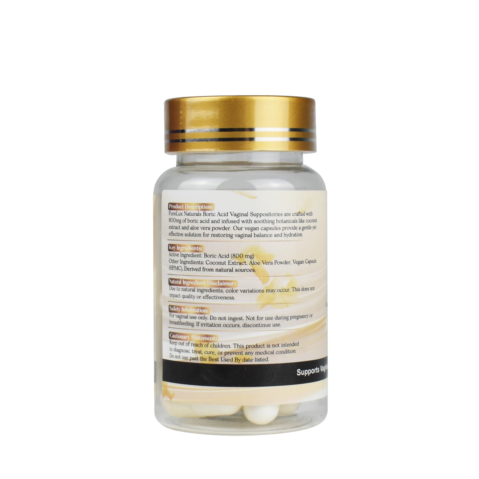 PureLux Boric Acid Feminine Wellness Support 800mg Size 000 30 Count Fragrance-Free Personal Care Formula PureLux Naturals uk supplements
