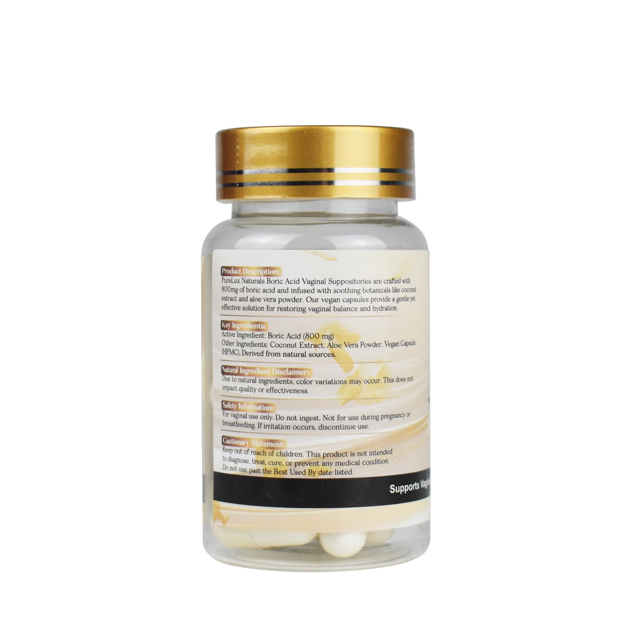 PureLux Boric Acid Feminine Wellness Support 800mg Size 000 30 Count Fragrance-Free Personal Care Formula PureLux Naturals uk supplements