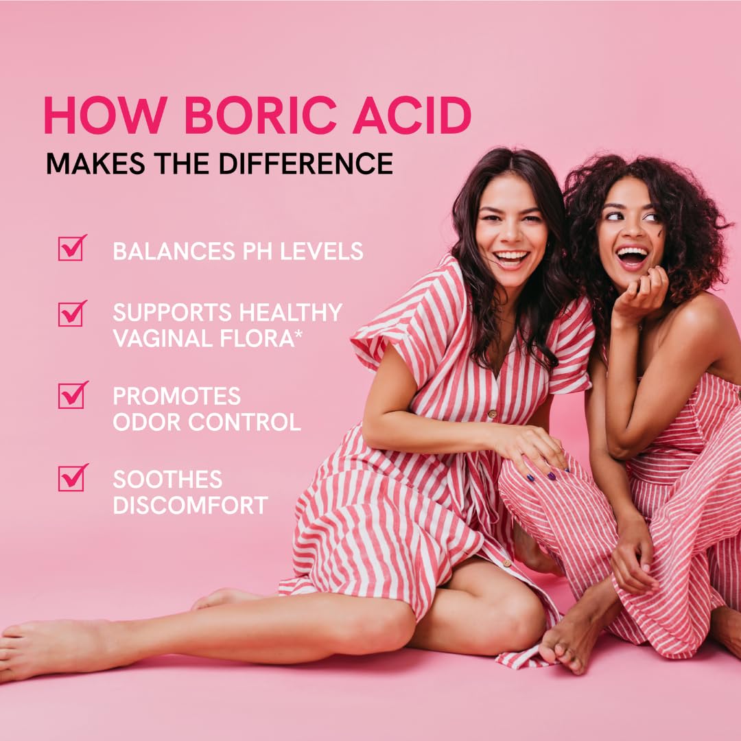 Boric Acid Suppositories for Women | 600mg | for pH Balance, Vaginal Odor & Itching | Feminine Hygiene SMNutrition uk supplements