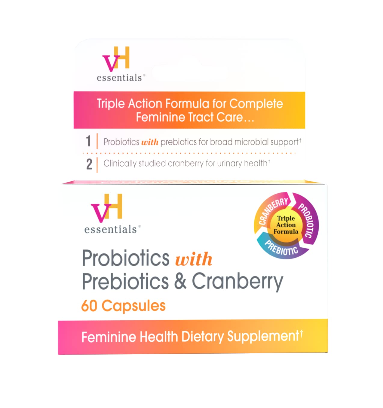 vH essentials Probiotics with Prebiotics and Cranberry Feminine Health vH essentials uk supplements