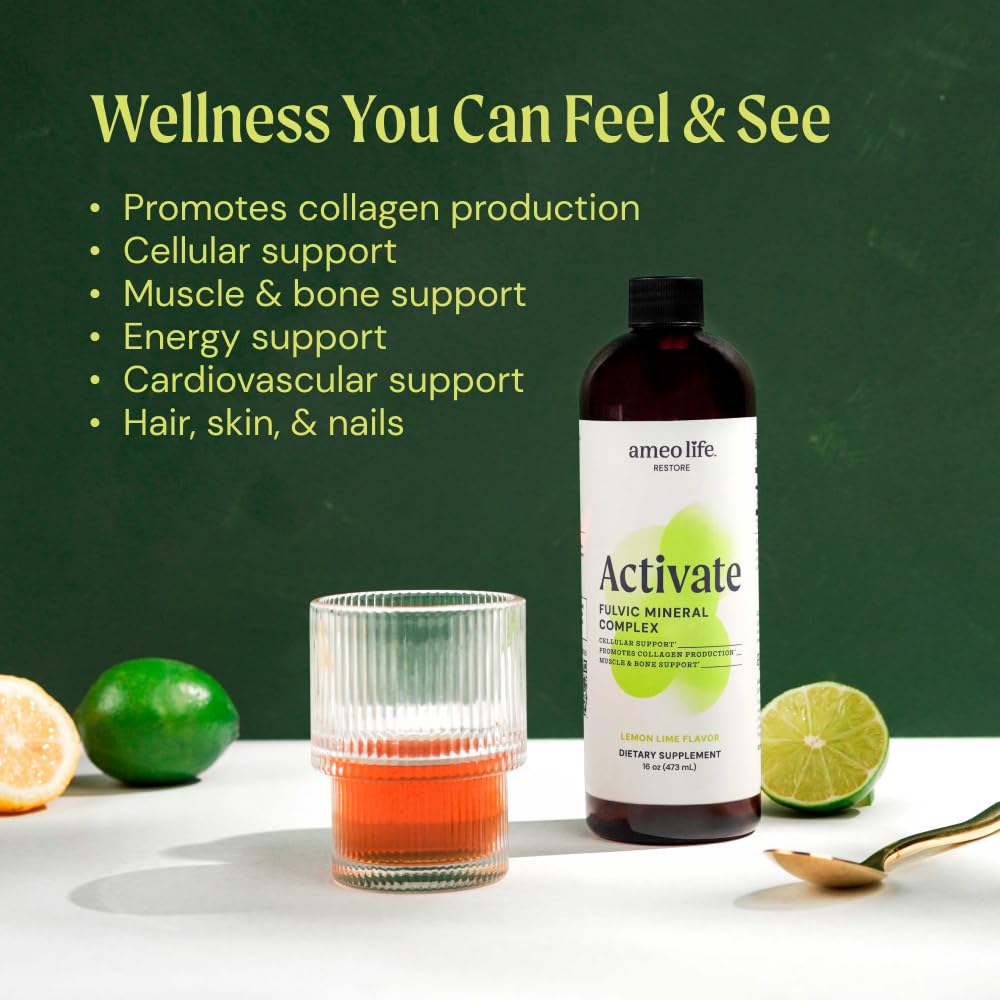 Ameo Life Fulvic Acid & Mineral Complex – Cellular Support, Detox, Collagen Boost – Promotes Skin, Hair, Nail Growth & Energy – Vegan, Gluten-Free, Non-GMO, Made in the USA -16 OZ Ameo Life uk supplements