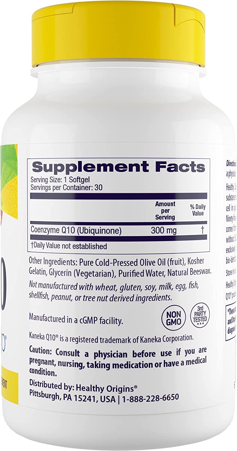 Healthy Origins CoQ10 (Kaneka Q10), 300 mg - Heart Health & Energy Supplement - Gluten Healthy Origins uk supplements