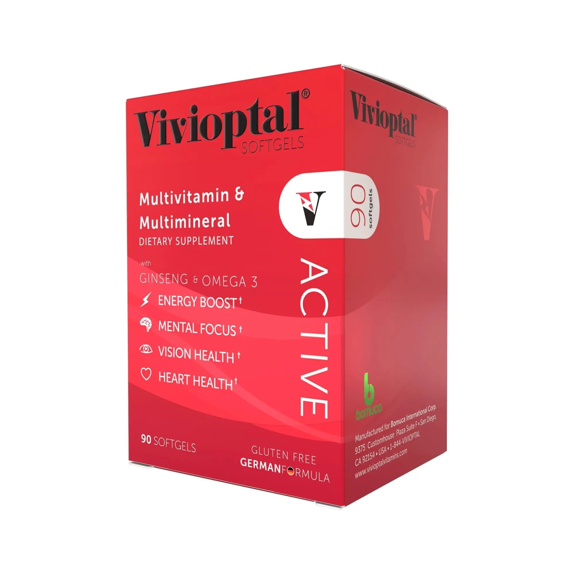 Vivioptal Active, 90 Softgels, Ginseng & Omega 3, Multivitamin & Multimineral, Gluten Free, German Formula Vivioptal Vitamins uk supplements