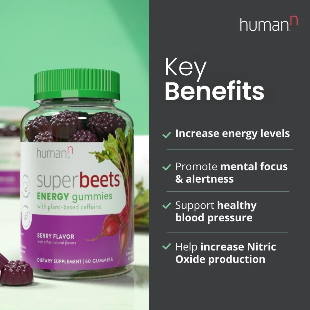 humanN SuperBeets Energy Gummies - Quick Energy & Mental Focus - Help Increase Nitric humanN uk supplements