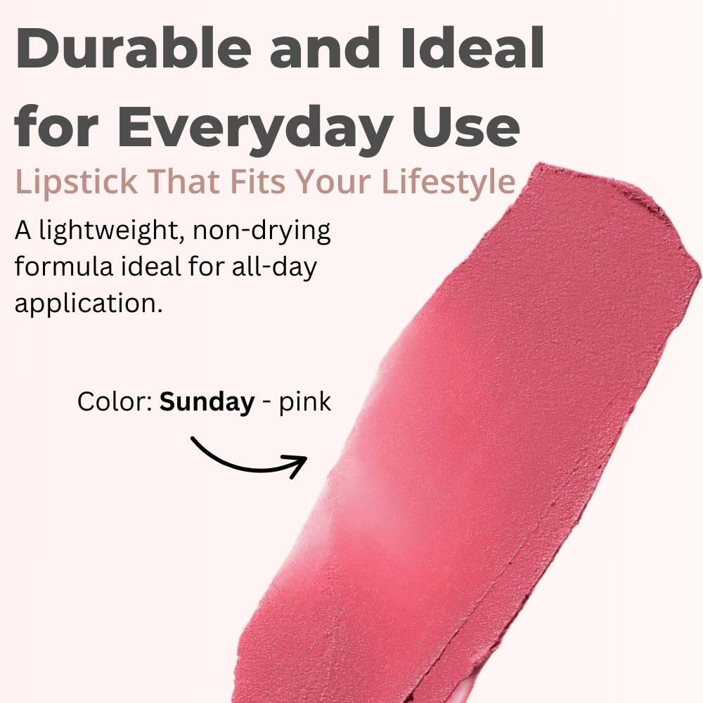 Merit Signature Lip Lightweight Matte Lipstick - 0.10 oz / 3 g (Sunday (pink), standard) Merit uk supplements