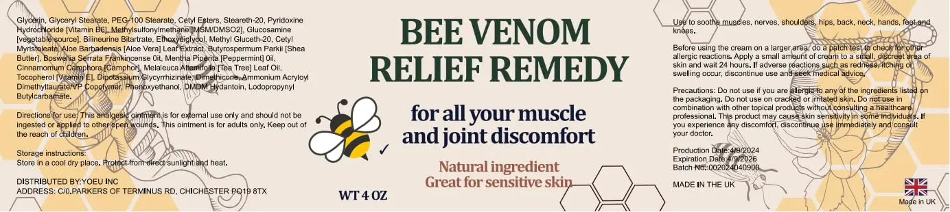 Benolixia Bee Venom Joint Cream - Advanced Joint and Bone Cream, Specially for Back, Neck, Hands, Knees Benolixia uk supplements