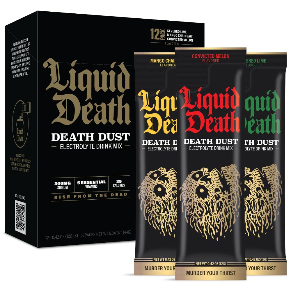 Liquid Death Electrolyte Death Dust - Hydration Powder Packets - 3 Flavors - 12-Stick Liquid Death uk supplements
