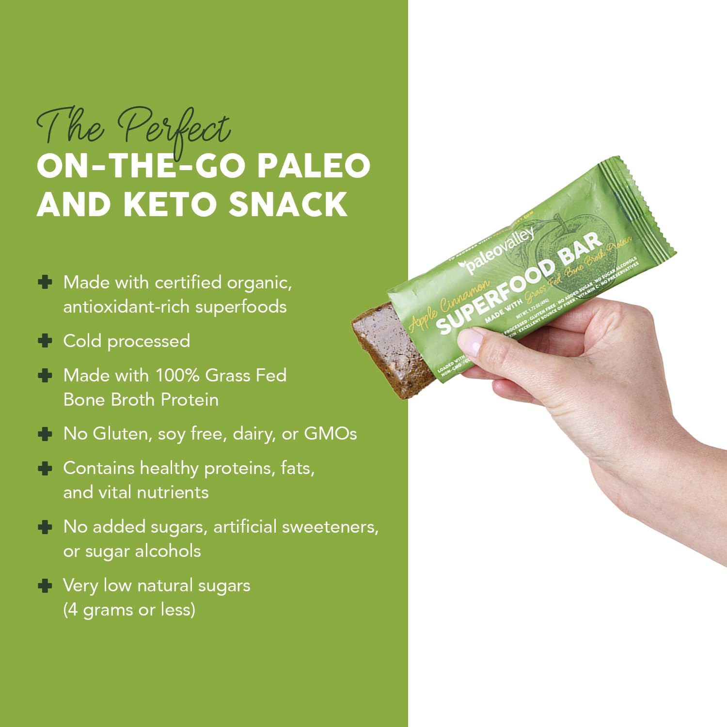 Paleovalley Superfood Bars – Apple Cinnamon– 10 Pack – 9g Protein per Bar – Gluten-Free, Grain-Free, Paleo, Non-GMO – On-the-Go Snack Paleovalley uk supplements