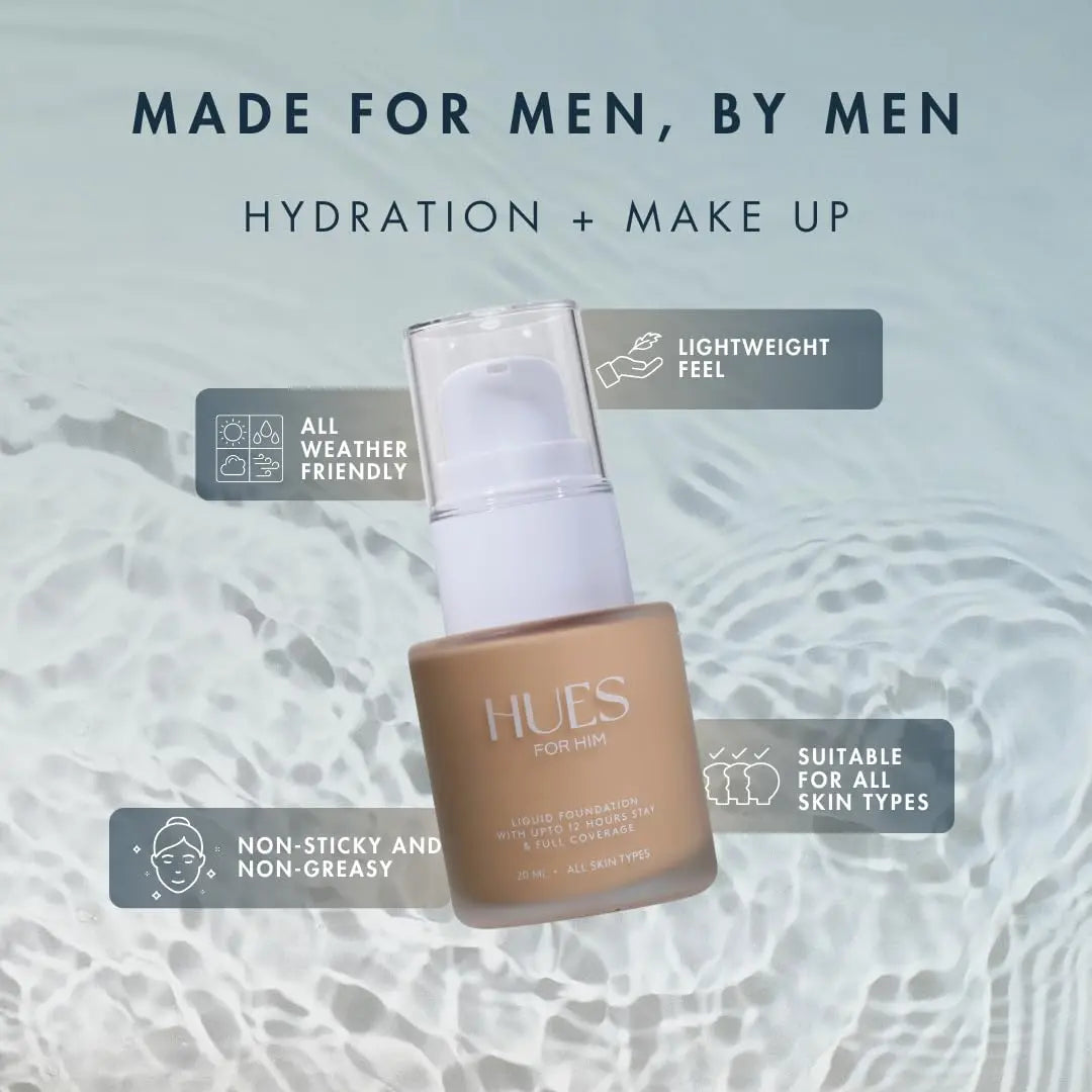 Hues for Him Foundation for Men – Full-Coverage, Lightweight & Hydrating Fit | Natural Coverage | Oil Control & Perfect Fit for Men’s Faces | Available in 4 Shades | Fresh Canvas, .67oz HUES FOR HIM uk supplements