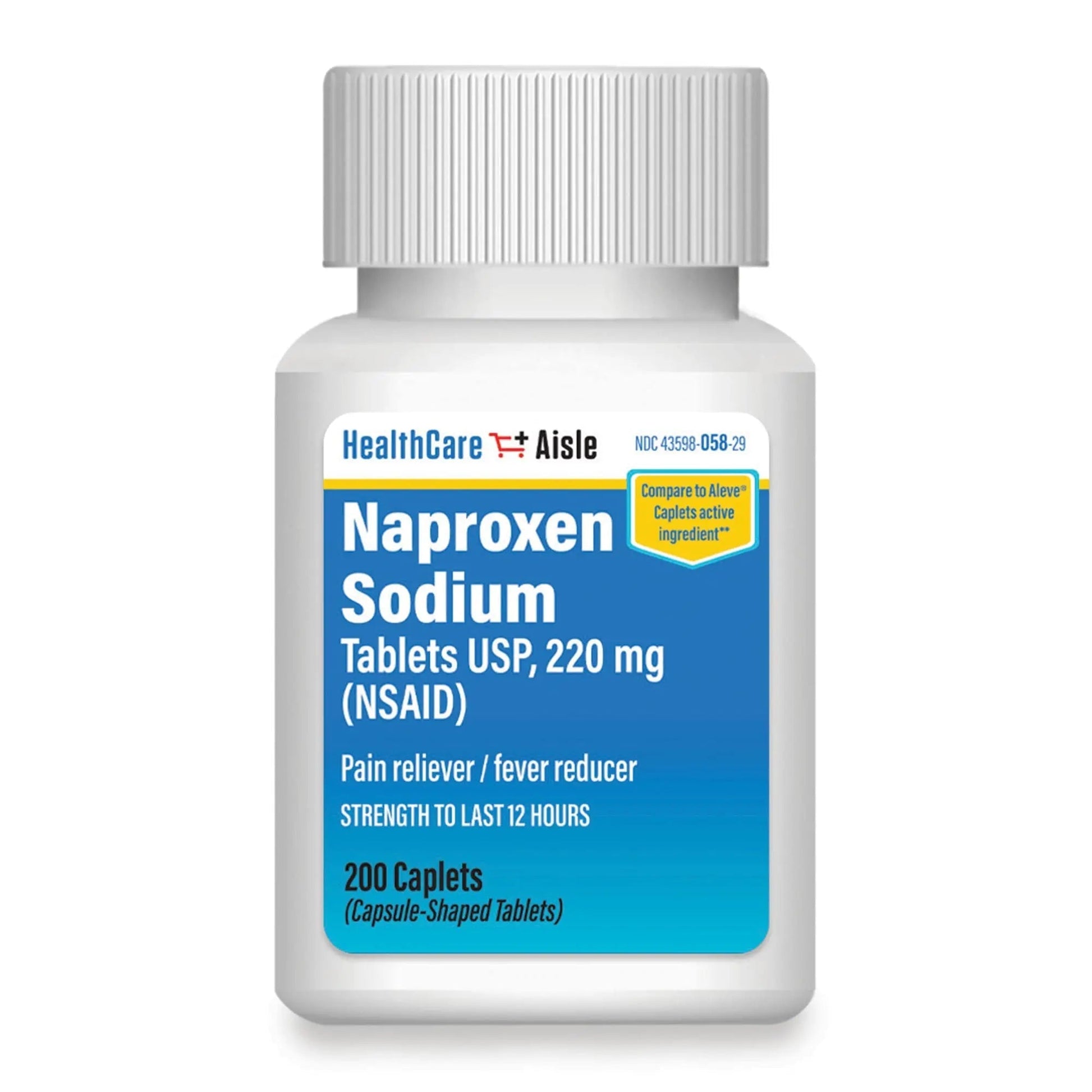HealthCareAisle Naproxen Sodium, 220 mg - 200 caplets - Pain Reliever and Fever Reducer, Up to 12 Hours of Relief HealthCareAisle uk supplements