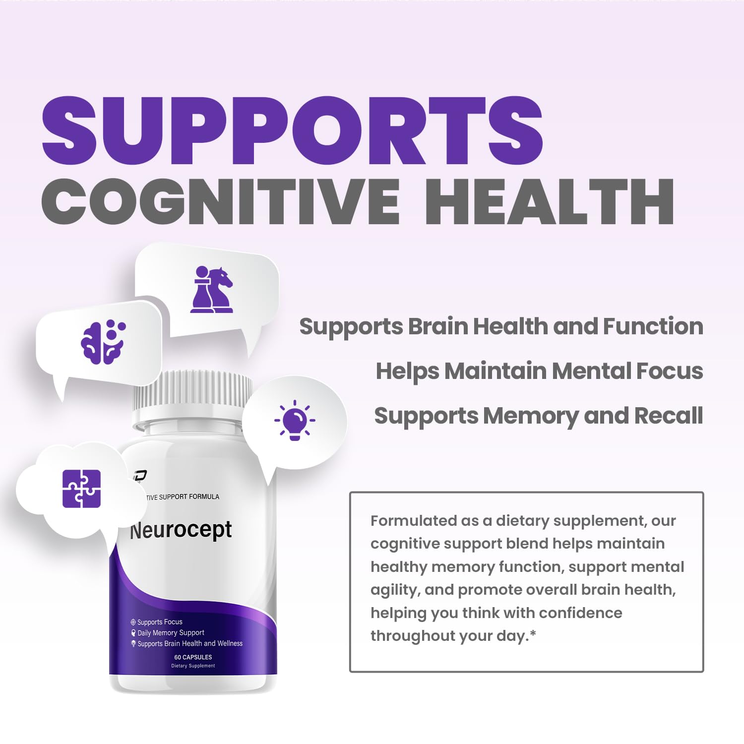 Neurocept Supplement Capsules – All Natural Maximum Strength Formula, Focus & Memory Support (2 Pack – 120 Capsules) Indelo uk supplements