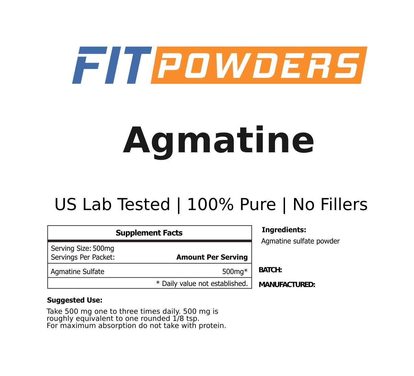 FitPowders Agmatine Sulfate Powder 250 Grams (Multiple Sizes) Strength and Pump FitPowders uk supplements